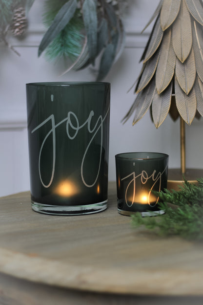 Joy Green Glass Tea Light Holders