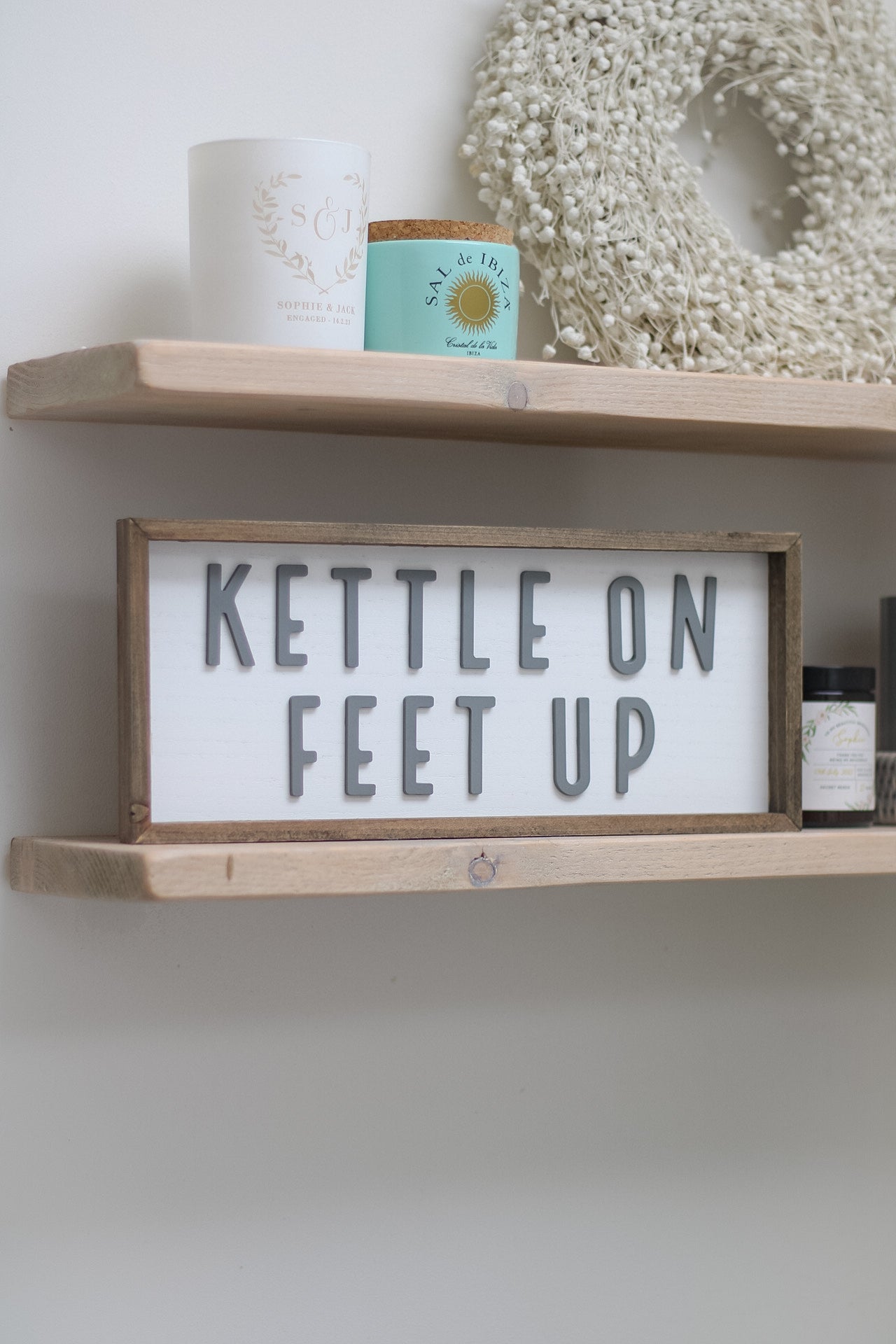 Wooden Kettle On Feet Up Sign