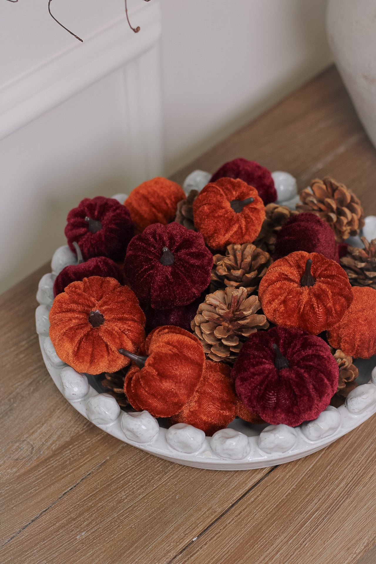 Box of Velvet Pumpkins &amp; Pinecones