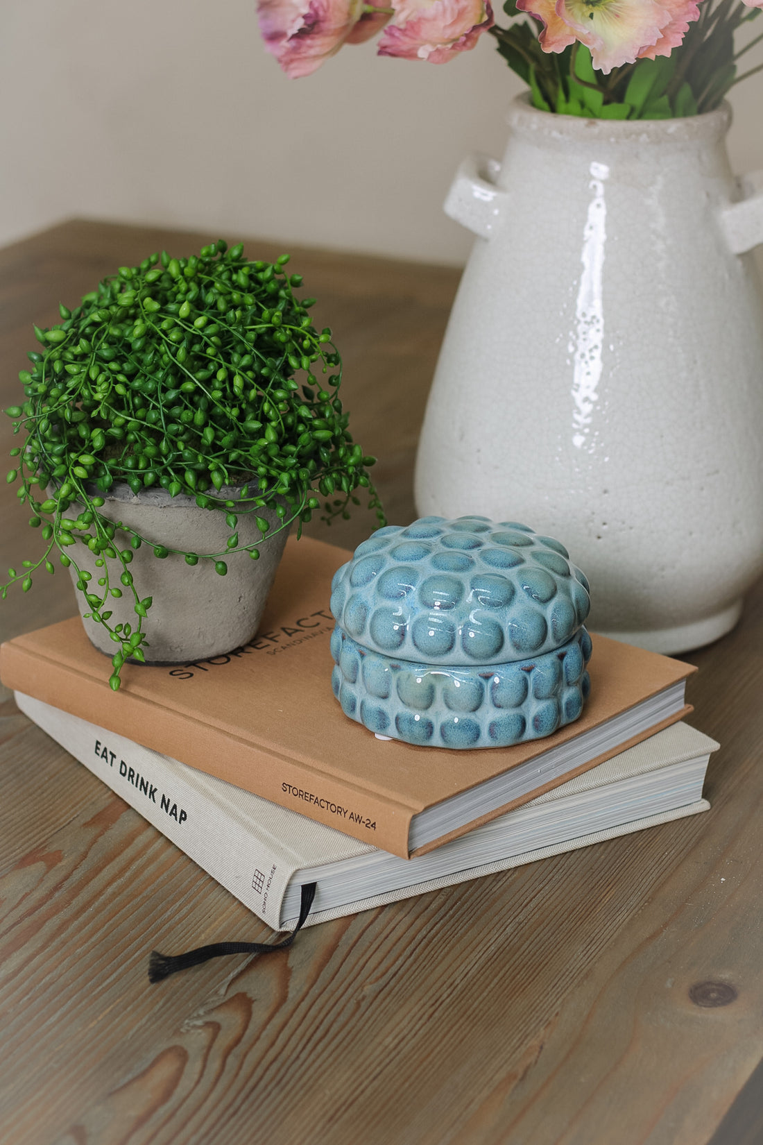 Blue Bobble Ceramic Trinket Box