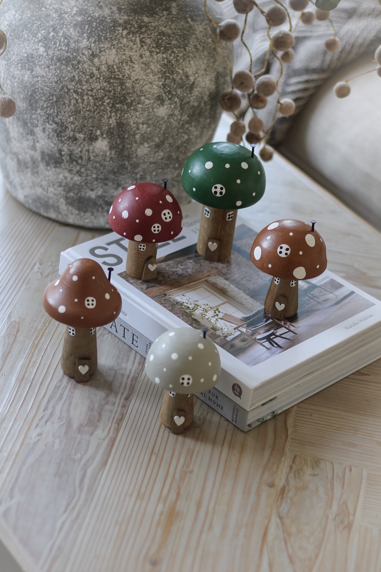 Moss Green Wooden Mushroom House