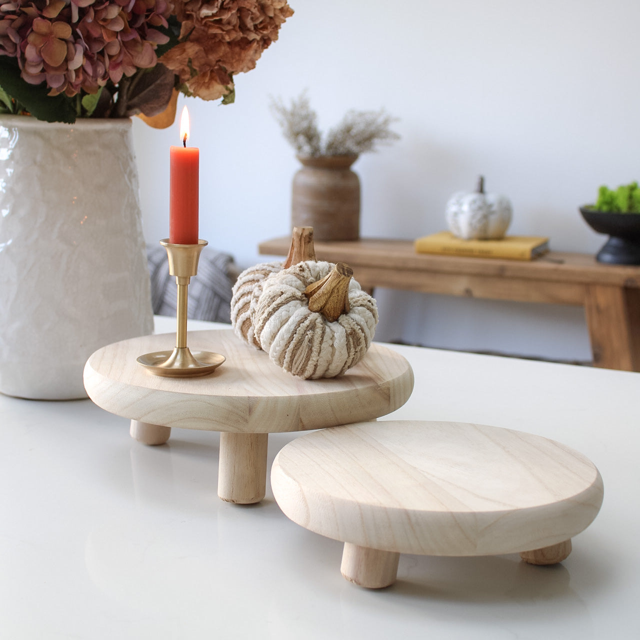 Light Wood Round Raised Stand