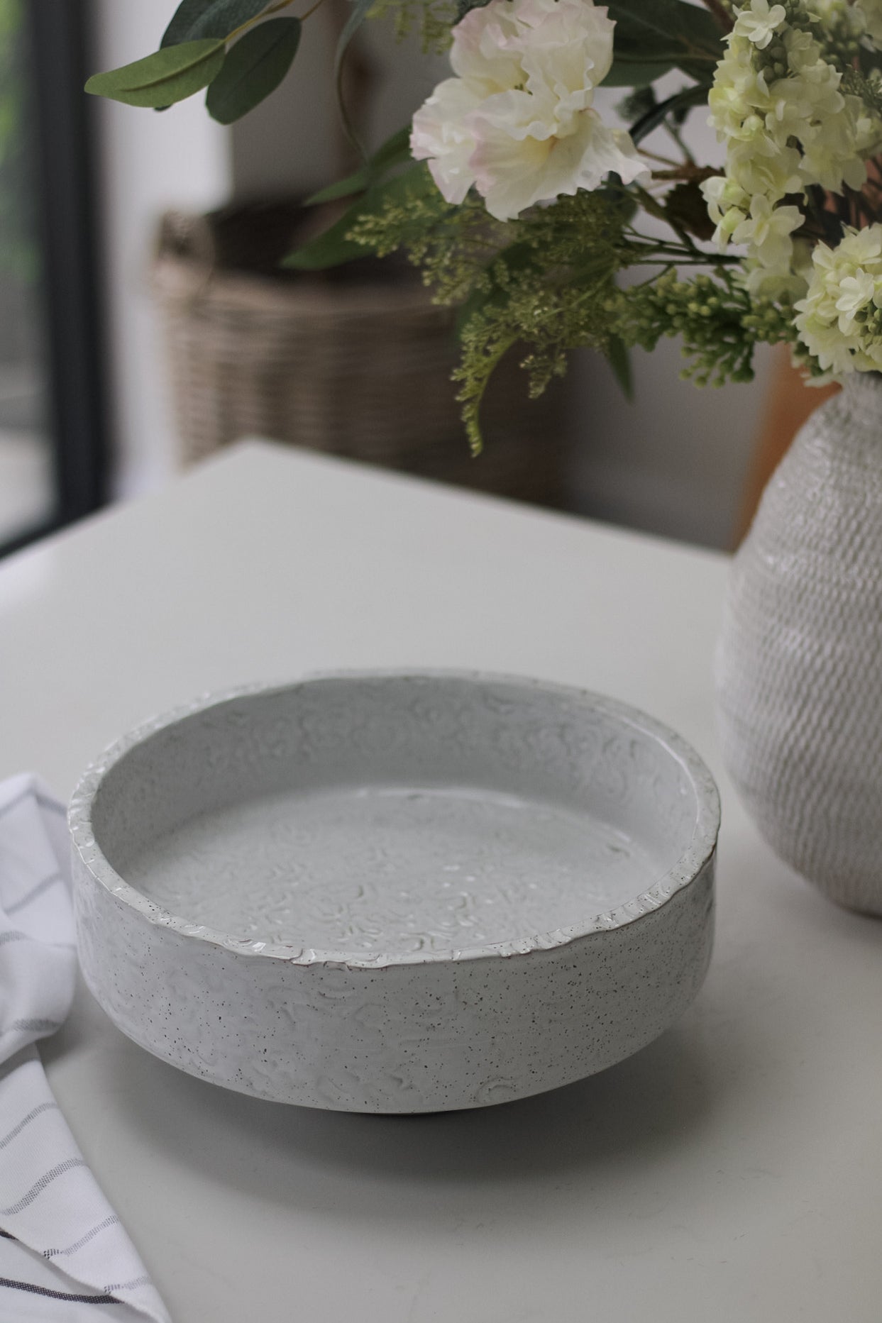 Textured Pedestal Bowl on kitchen worktop