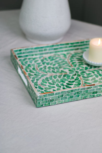 Turquoise Capiz Tray