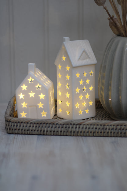 White Ceramic Star LED House