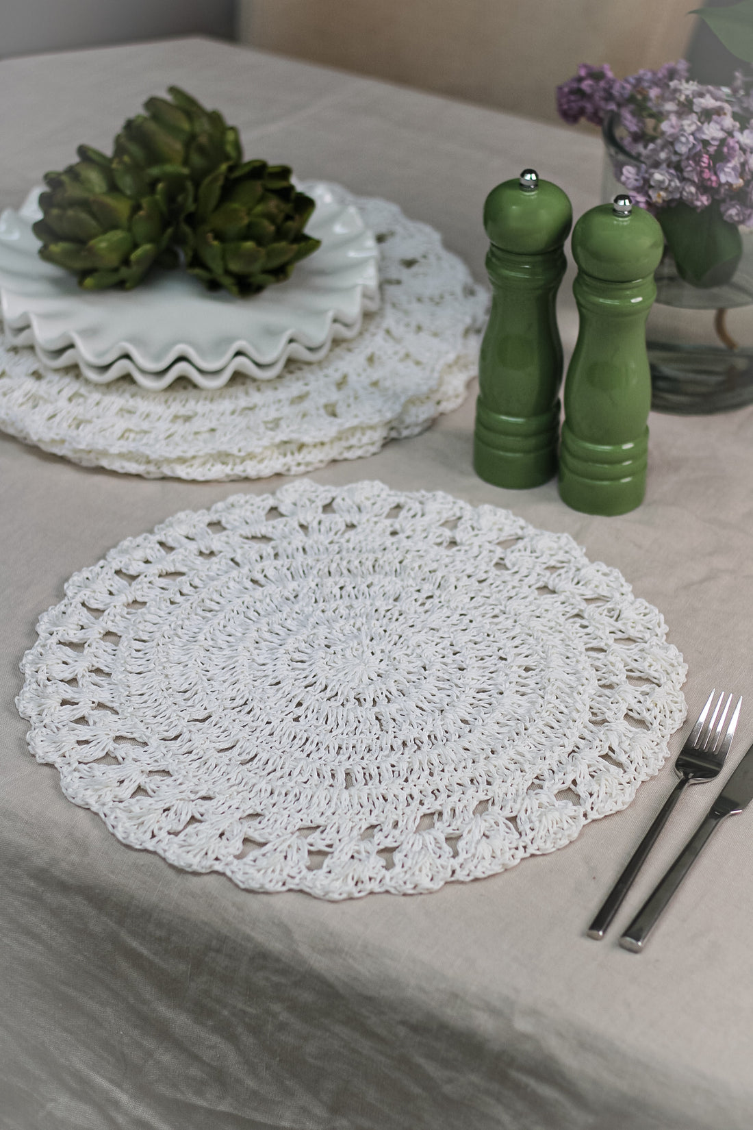 White Crochet Placemats | Set of 4