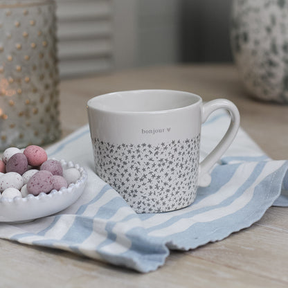 White &amp; Grey Bonjour Mug