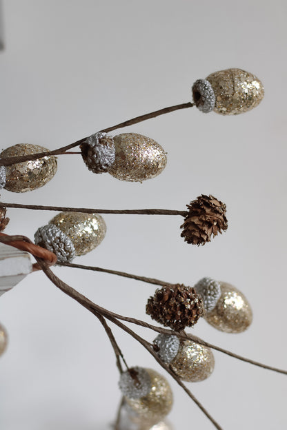 Gold Glitter Acorn Garland