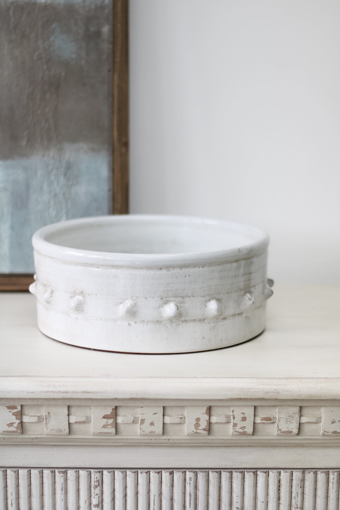 Rustic White Bobble Decorative Bowl 001