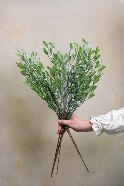 Faux Frosted Mistletoe Stem