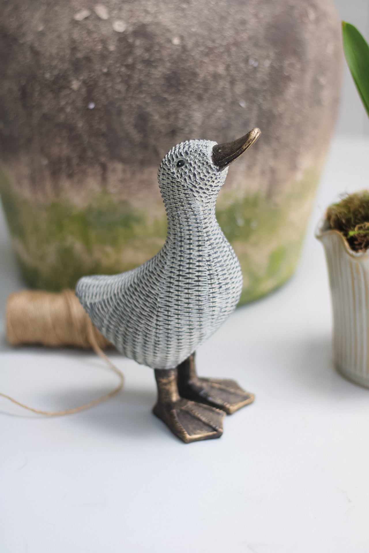 Wicker Style Resin Duck