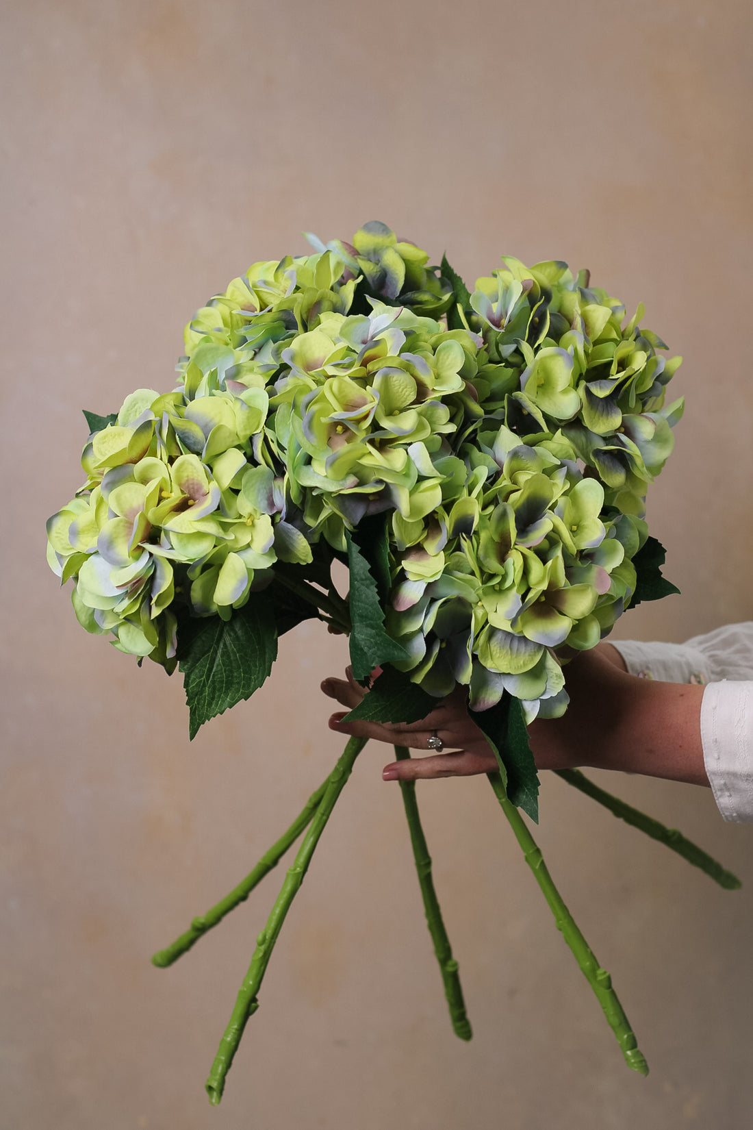 Faux Green and Lilac Hydrangea Stem