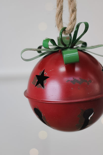 Aged Red Metal Hanging Festive Bell