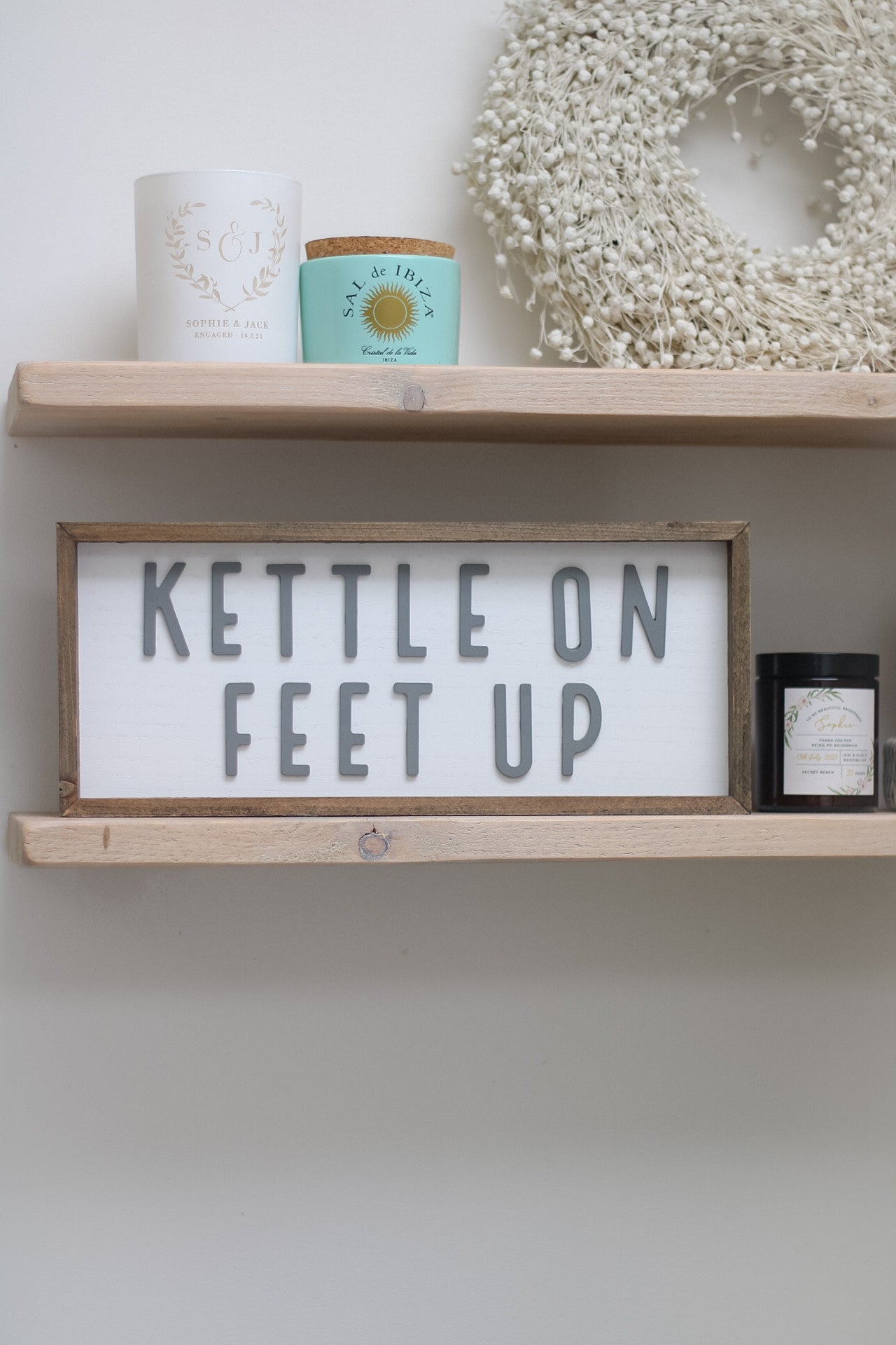 Wooden Kettle On Feet Up Sign