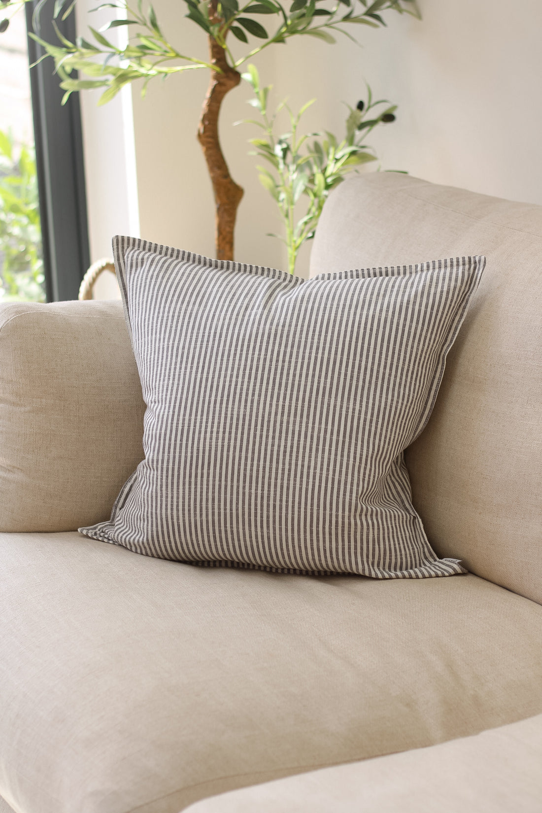 Casey Grey Striped Cushion