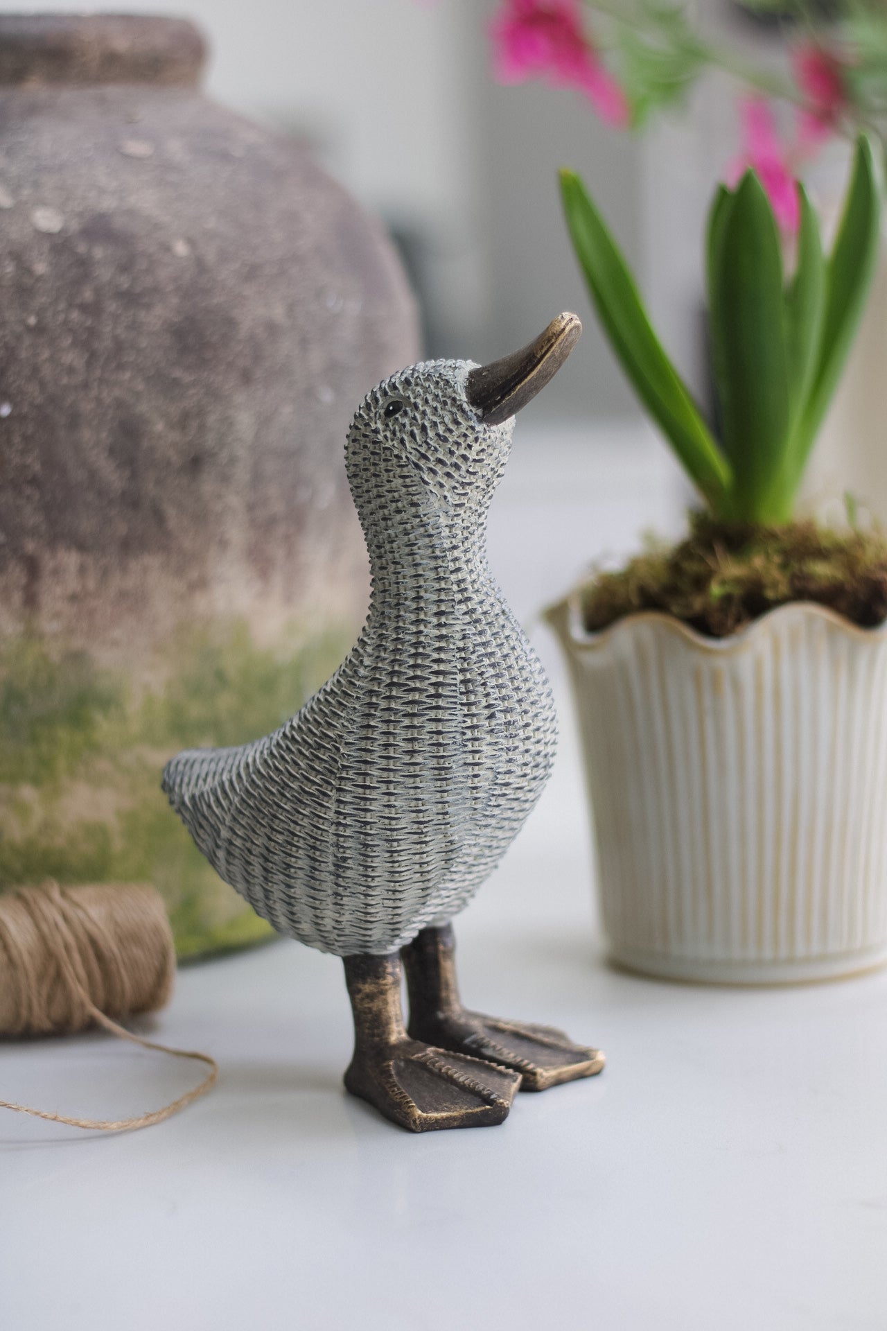 Wicker Style Resin Duck