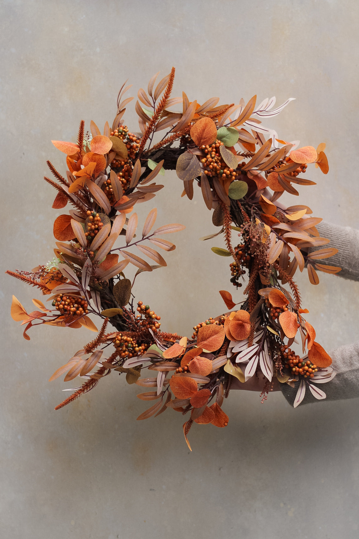 Faux Autumn Leaf &amp; Berry Foliage Wreath