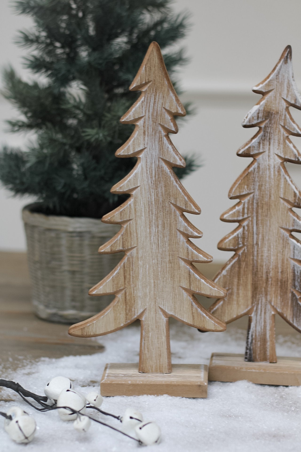 Natural Wooden Christmas Trees | Set of 2