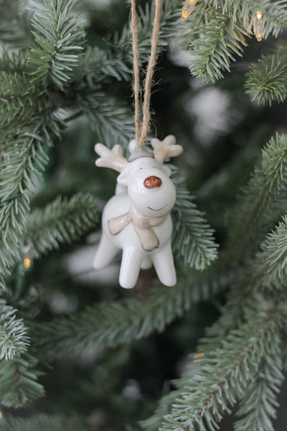 grey ceramic reindeer tree hanger