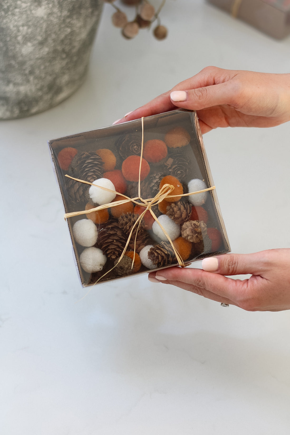 White &amp; Orange Acorn &amp; Pinecones