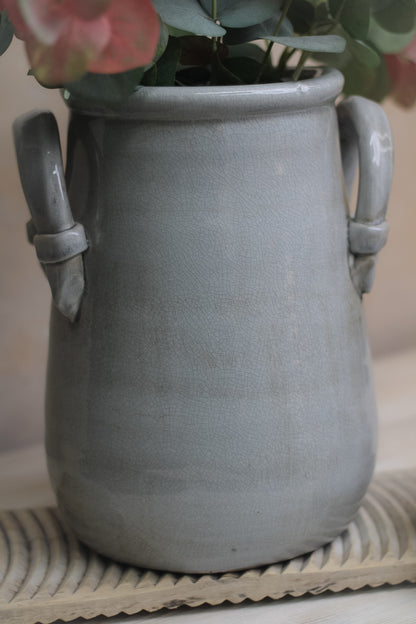 Grey Urn Vase with Handles