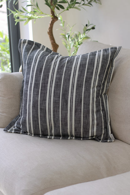 Tolland Charcoal Striped Cushion