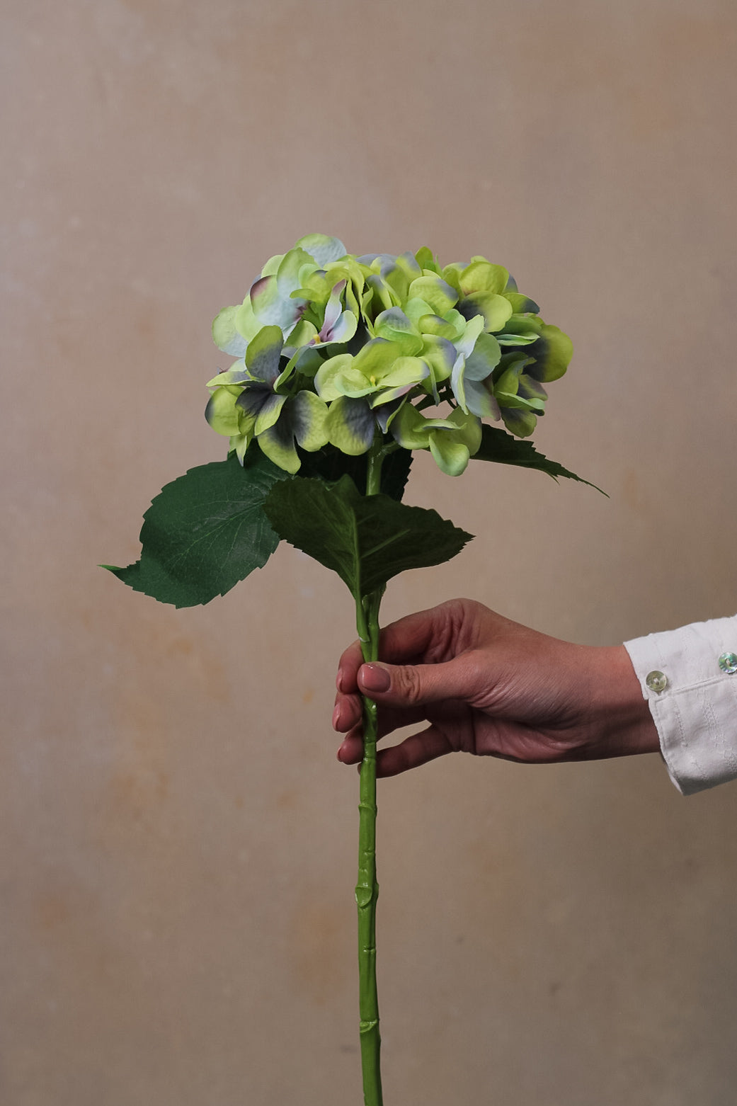 Faux Green and Lilac Hydrangea Stem