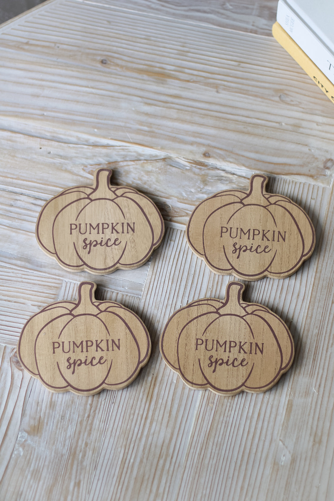 Wooden Pumpkin Coasters | Set of 4