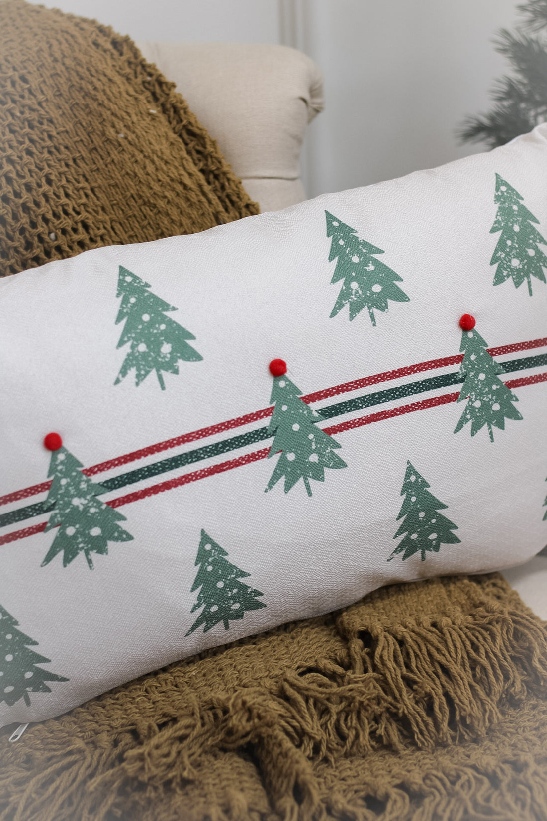 Striped Christmas Tree Cushion