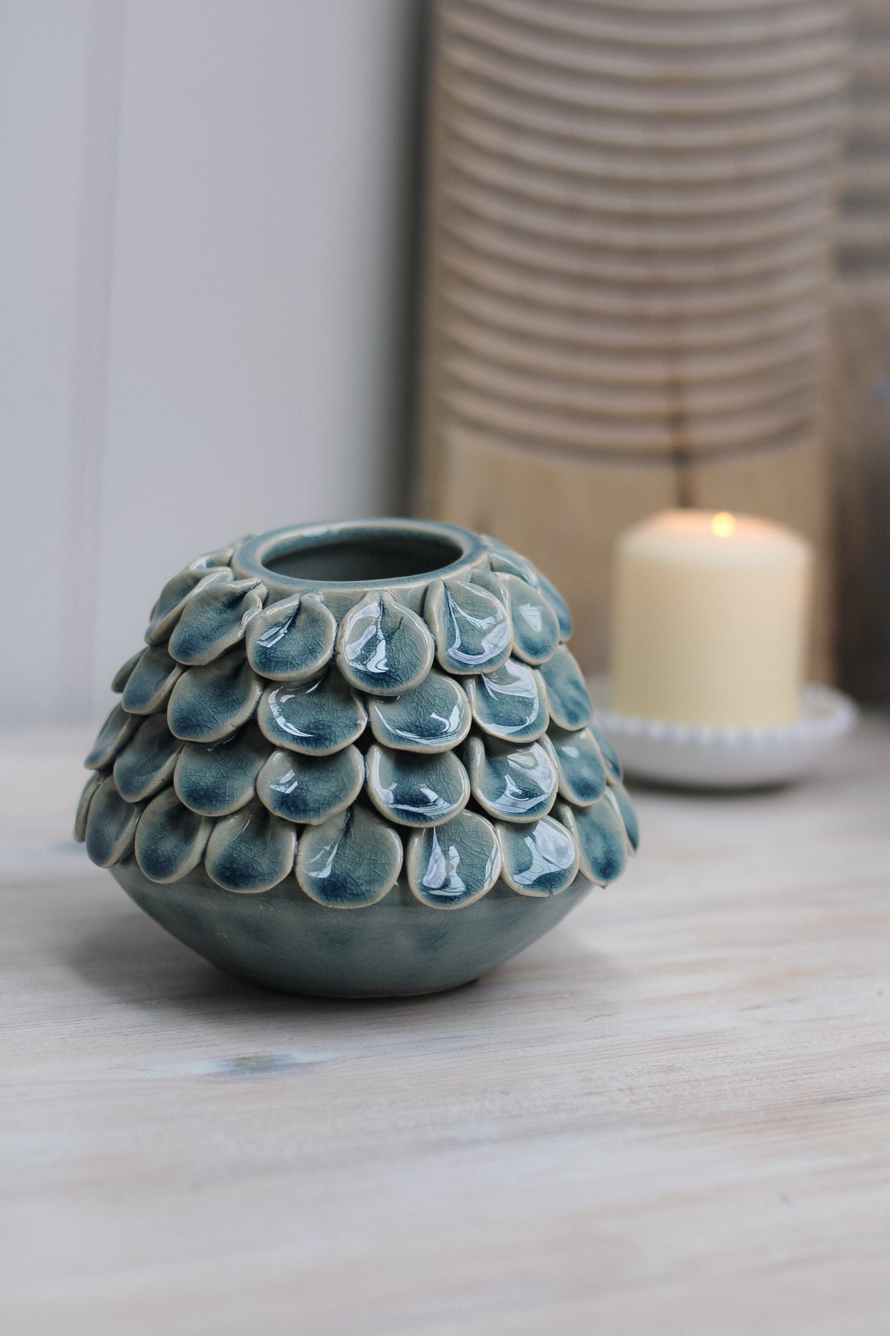 Ceramic Blue Petal Vase