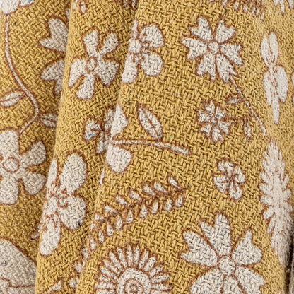 Floral Yellow Tasselled Throw