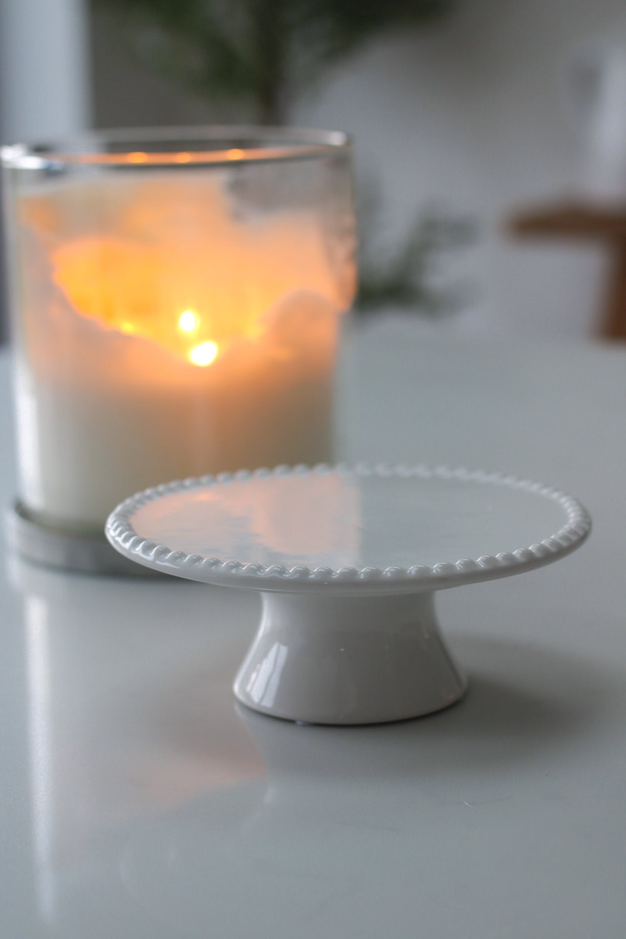 White Beaded Cake Stand