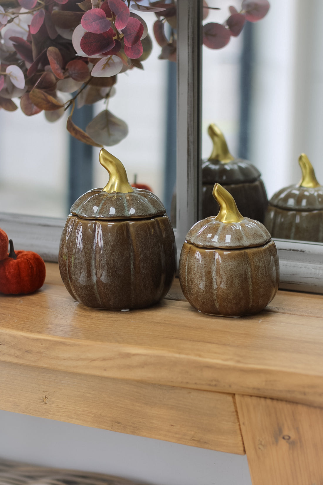 Autumn Brown Flecked Pumpkin Jar