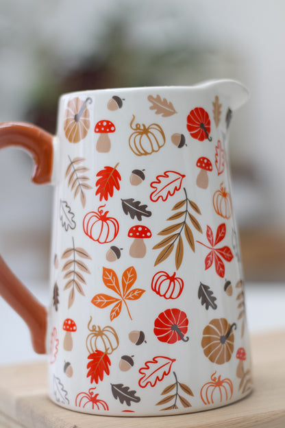 Autumn Pumpkins and Leaves Ceramic Jug