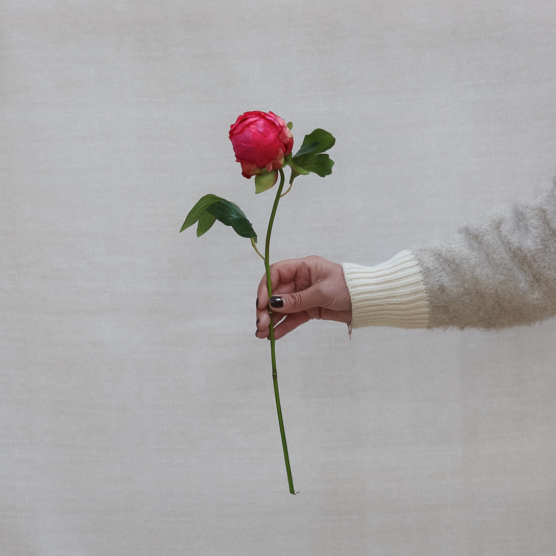 single faux peony bud stem