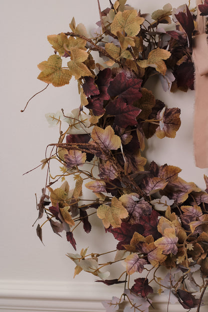 Faux Rustic Autumn Leaves Wreath