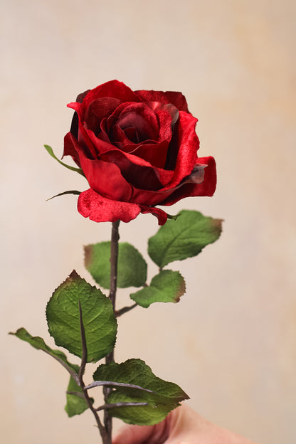 Faux Luxury Red Rose Stem