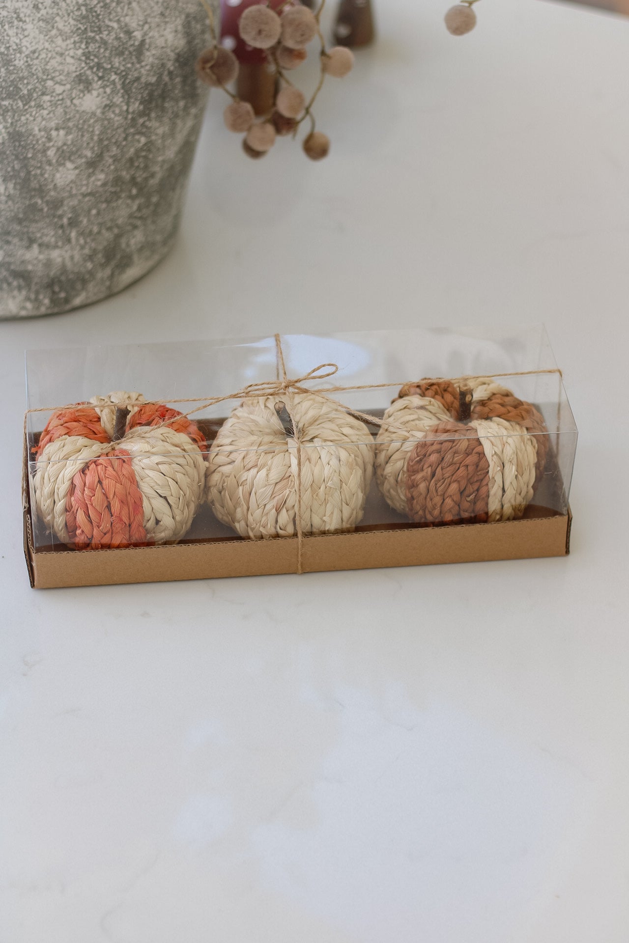 Striped Raffia Pumpkins | Set of 3