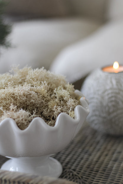 White Ruffled Ceramic Bowl