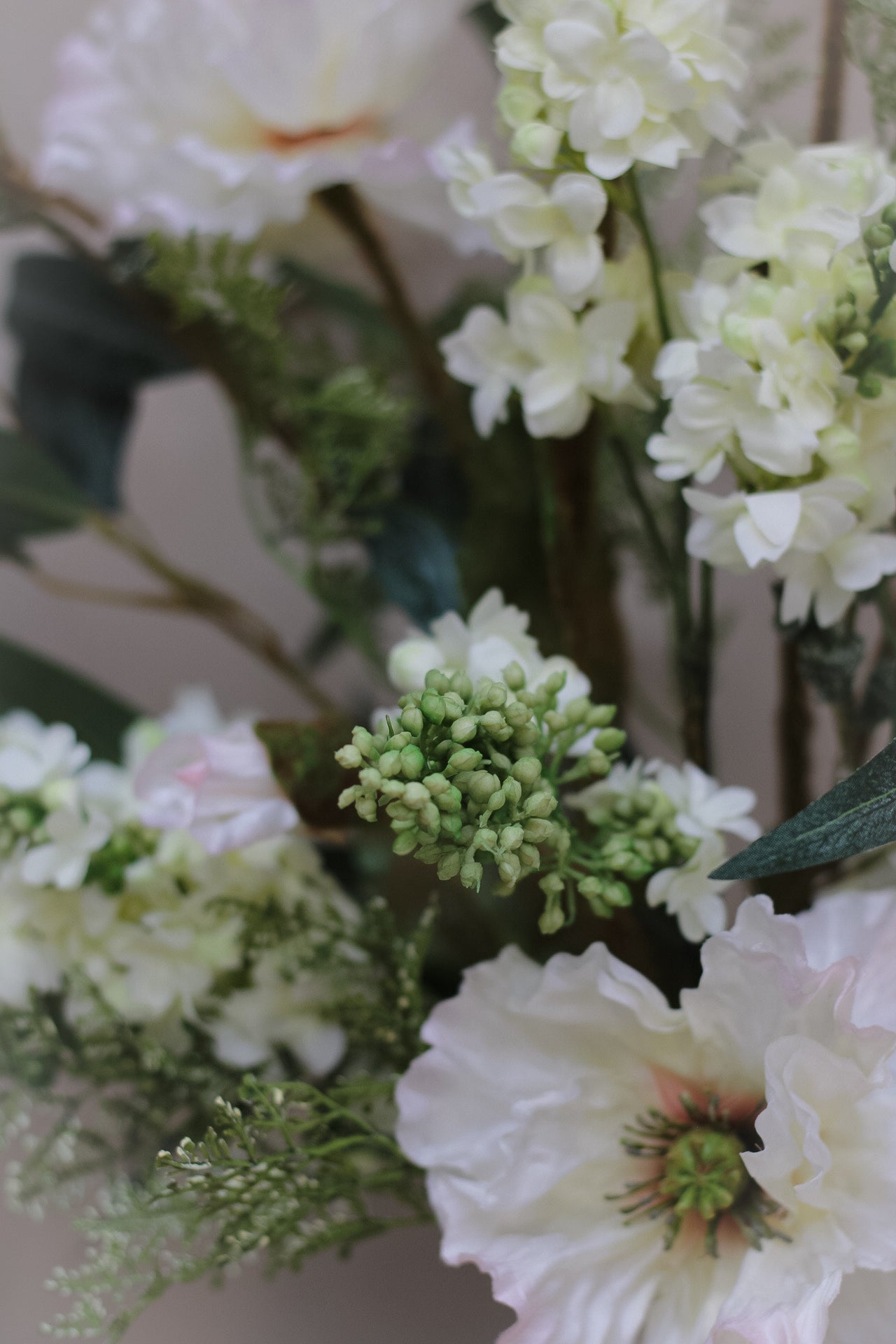 Luxury Faux White Poppy &amp; Lilac Arrangement