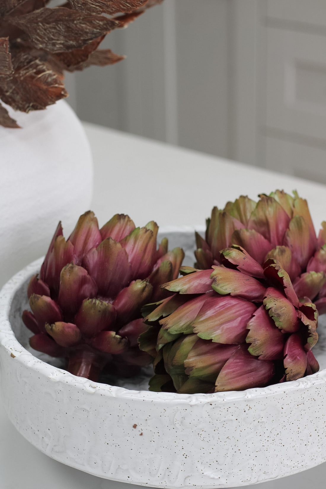 up close of faux artichoke