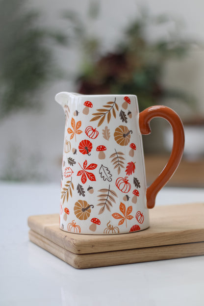 Autumn Pumpkins and Leaves Ceramic Jug