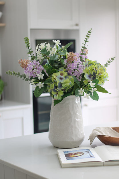 Faux Lilac and Green Hydrangea Arrangement