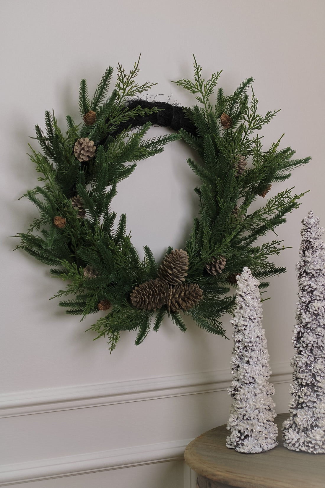 Faux Pinecone and Woodland Cedar Festive Wreath