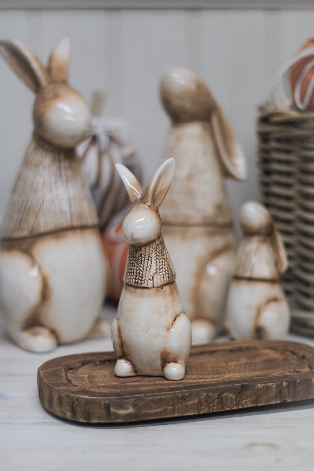 Beige Porcelain Bunny with Sweater