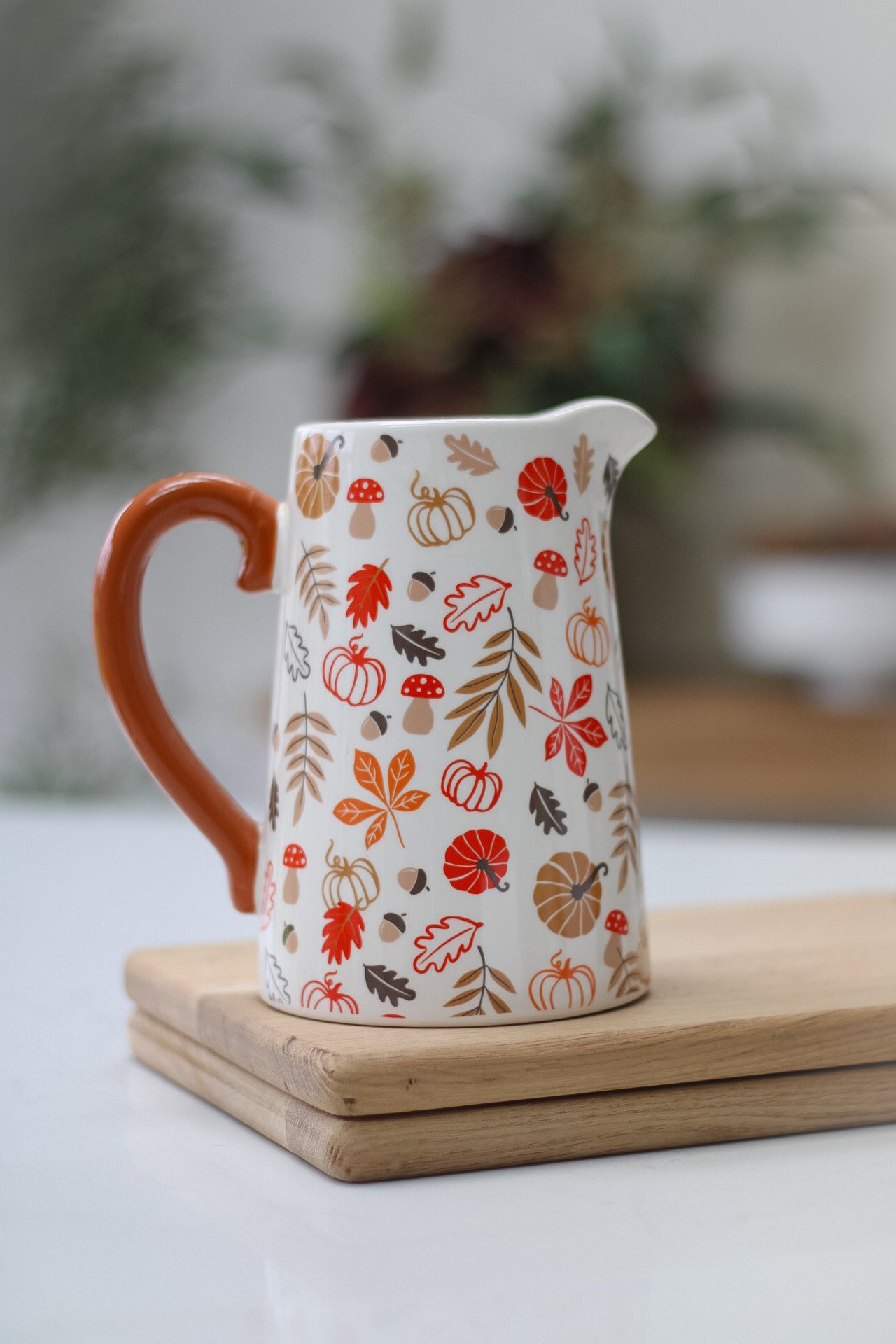 Autumn Pumpkins and Leaves Ceramic Jug