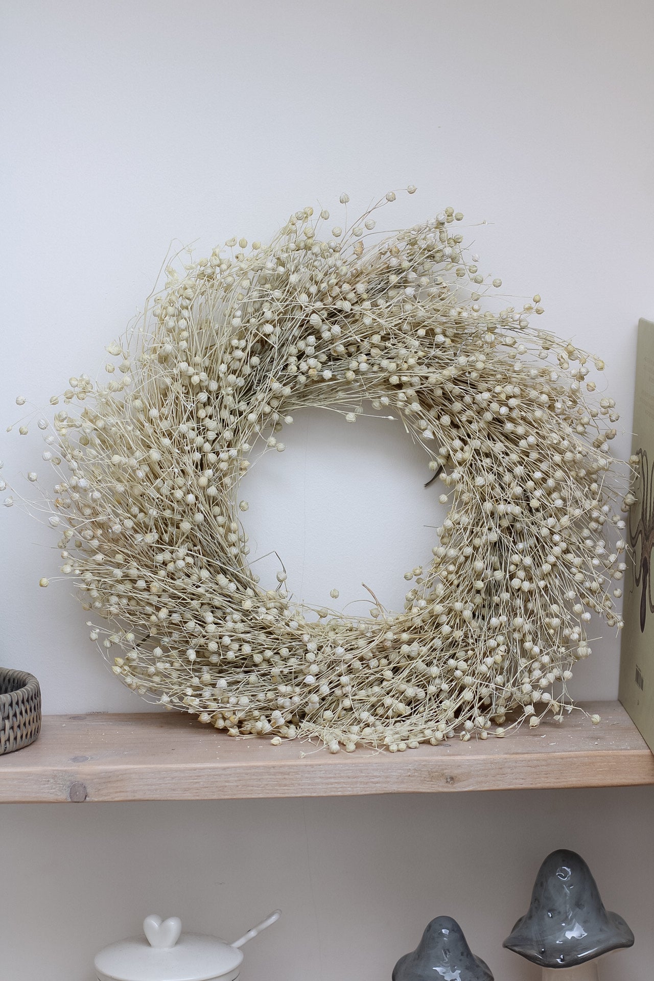 Bleached Dried Linum Wreath