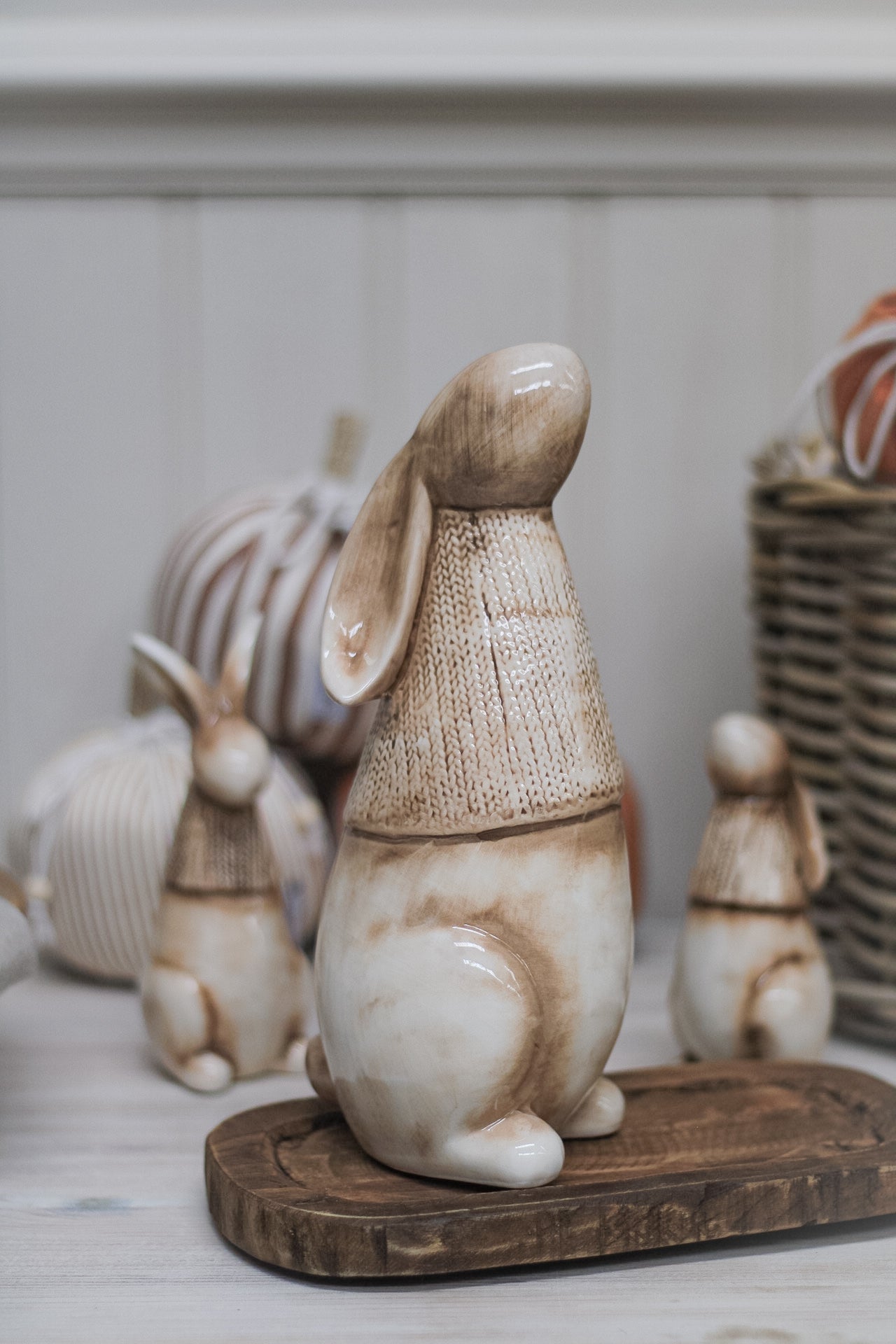 Beige Porcelain Bunny with Sweater