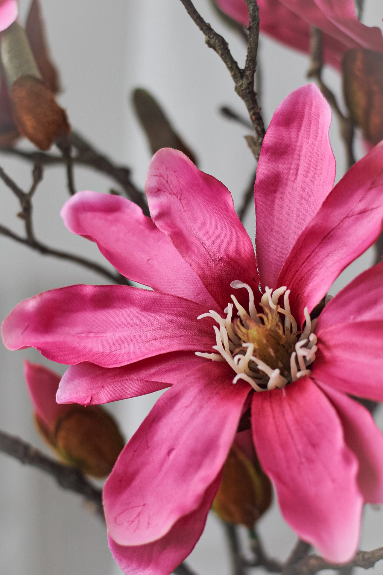 Faux Fuchsia Magnolia Stem