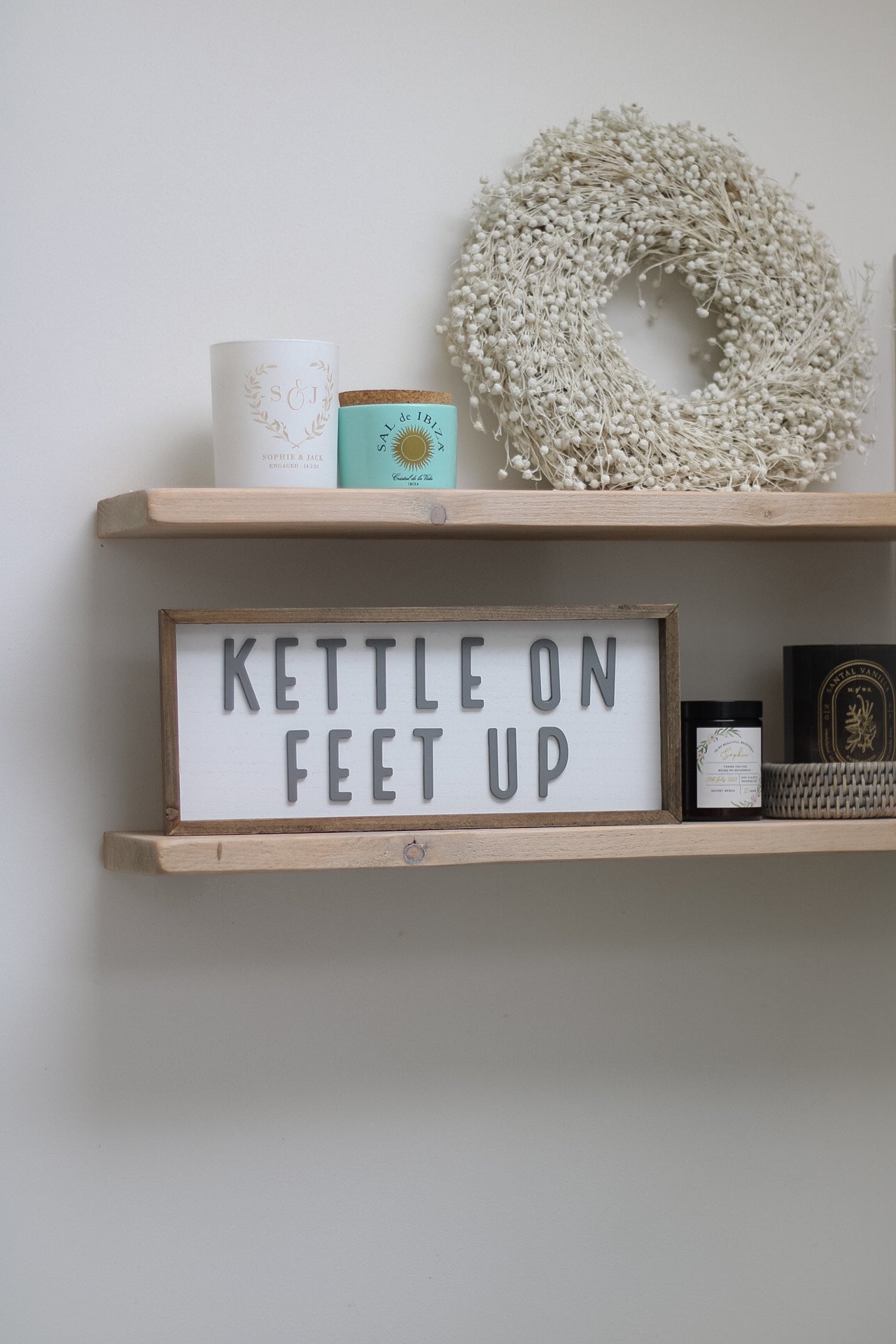 Wooden Kettle On Feet Up Sign